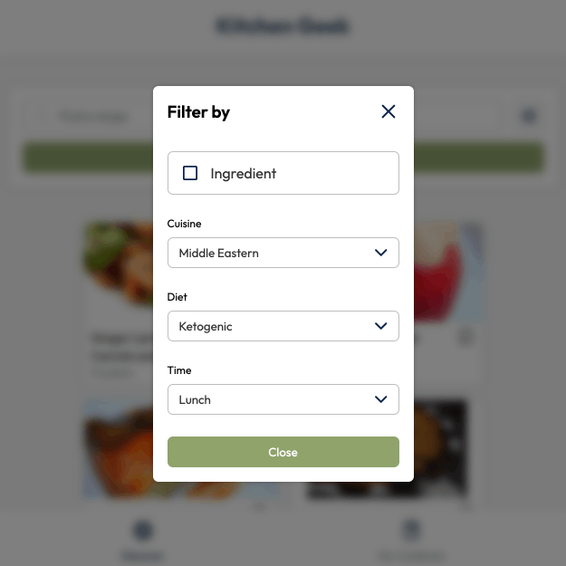 Recipe Search in action