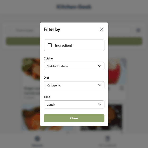 Recipe Search in action