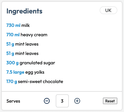 Ingredients Panel in action